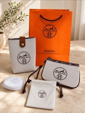 Upcycled Hermes Dustbag Bundle - Crossbody, Wristlet, Jewelery Pouch & Gift Bag